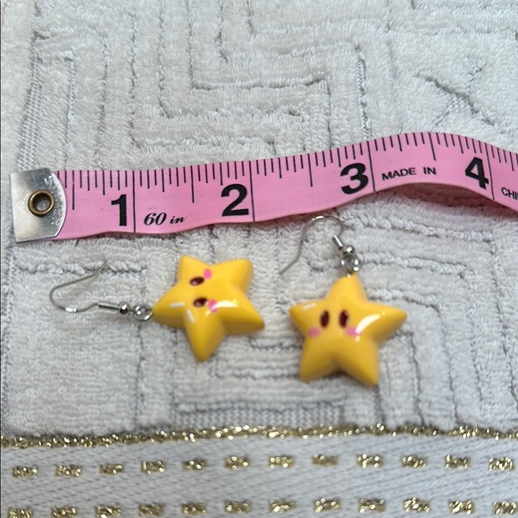Star Shaped Yellow Earrings - Picture 3 of 5